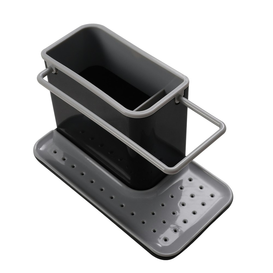 image 1 of Living and Home Kitchen Sink Storage Sponge Cloth Holder - Black & Grey