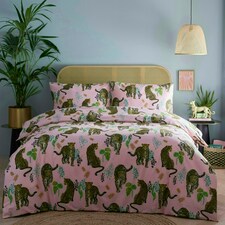 Portfolio Home Night Jaguar Animal Print Bedding Duvet Cover Set Pink | King
