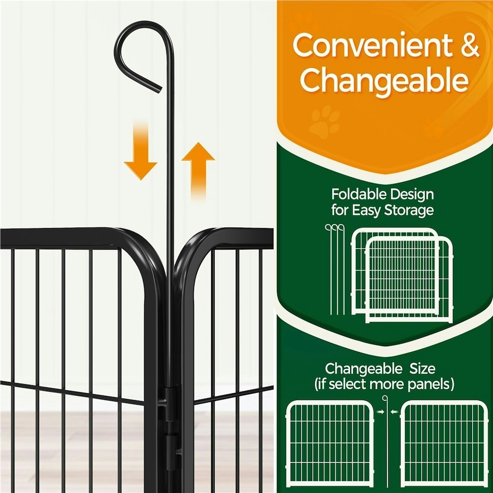 image 1 of Yaheetech 2 Metal Dog Playpen Panels, 60 × 60.5 cm Black