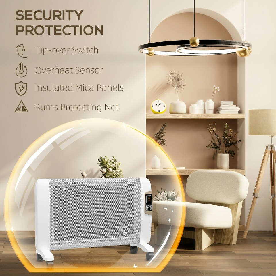 image 1 of HOMCOM Mica Electric Space Heater, Portable Heater, 2 Heat Settings, Black