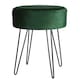 image 1 of Harbour Housewares Round Velvet Footstool - Green/Black | Green | Green/Black