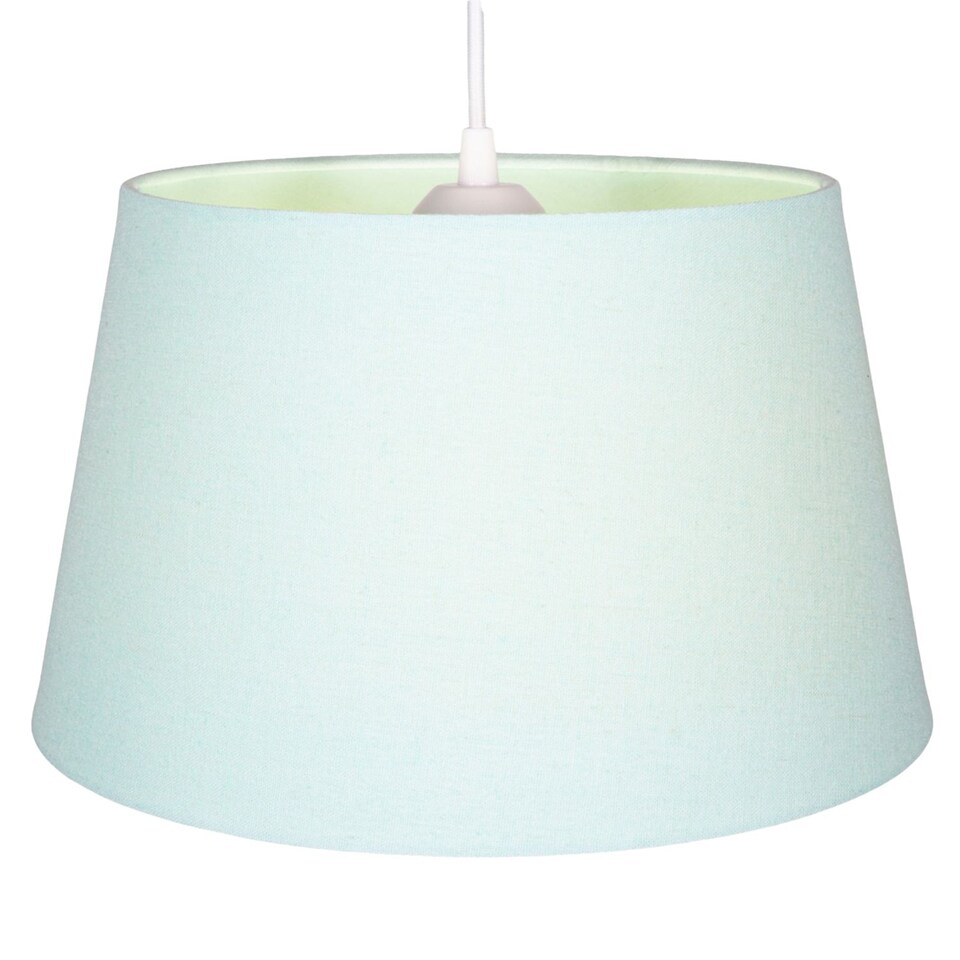image 1 of Traditional 14 Inch Duck Egg Linen Drum Table/Pendant Lampshade 60w Maximum | Blue | Duck Egg | 1