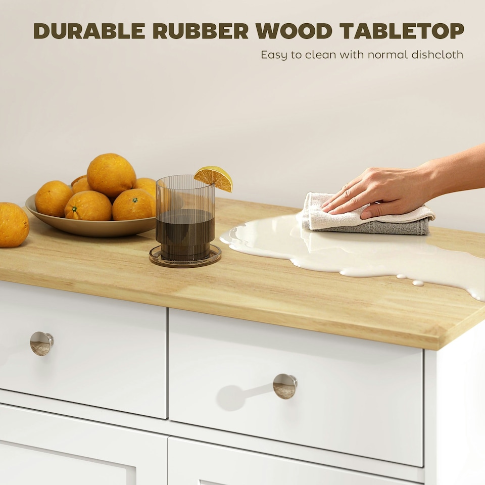 image 1 of HOMCOM Rubber Wood Top Kitchen Cupboard Side Cabinet Island w/Adjustable Shelf