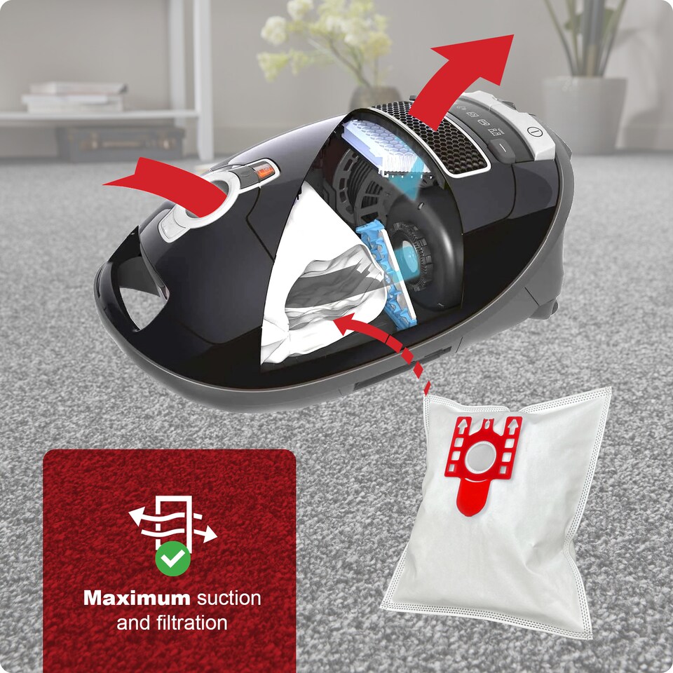 image 1 of SPARES2GO Large Bags for Miele FJM S510 S511 S512 S571 S5211 Vacuum Cleaners (Pack of 20 + Air Filters)