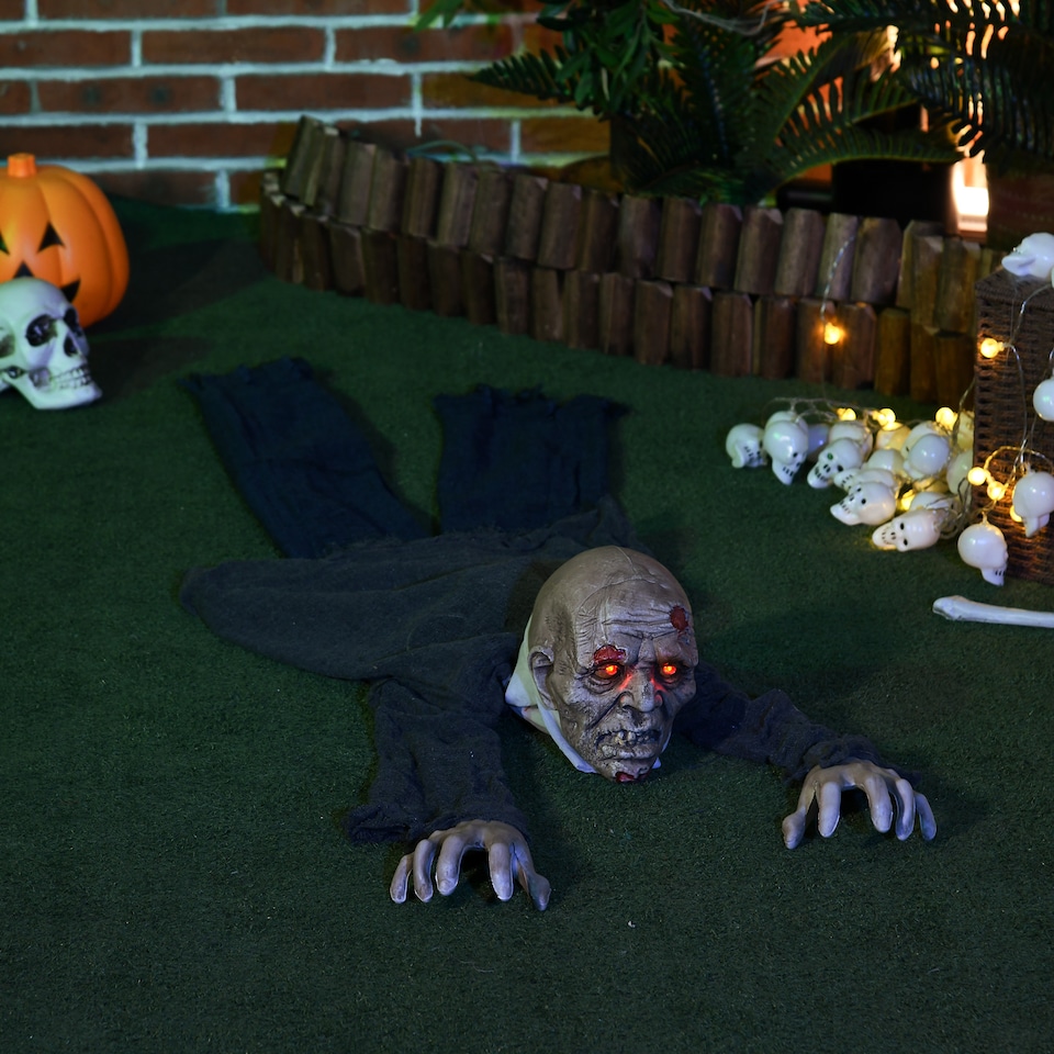 image 1 of HOMCOM 5.2ft Halloween Outdoor Decoration Crawling Zombie, Sound Activated