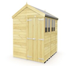 8 x 11 Feet Apex Shed - Double Door With Windows - Wood - L329 x W231 x H217 cm Brown