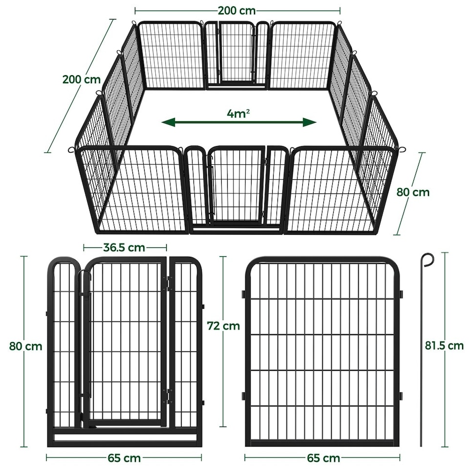 image 1 of Yaheetech 12-Panel Metal Dog Playpen, 65 × 80 cm Black