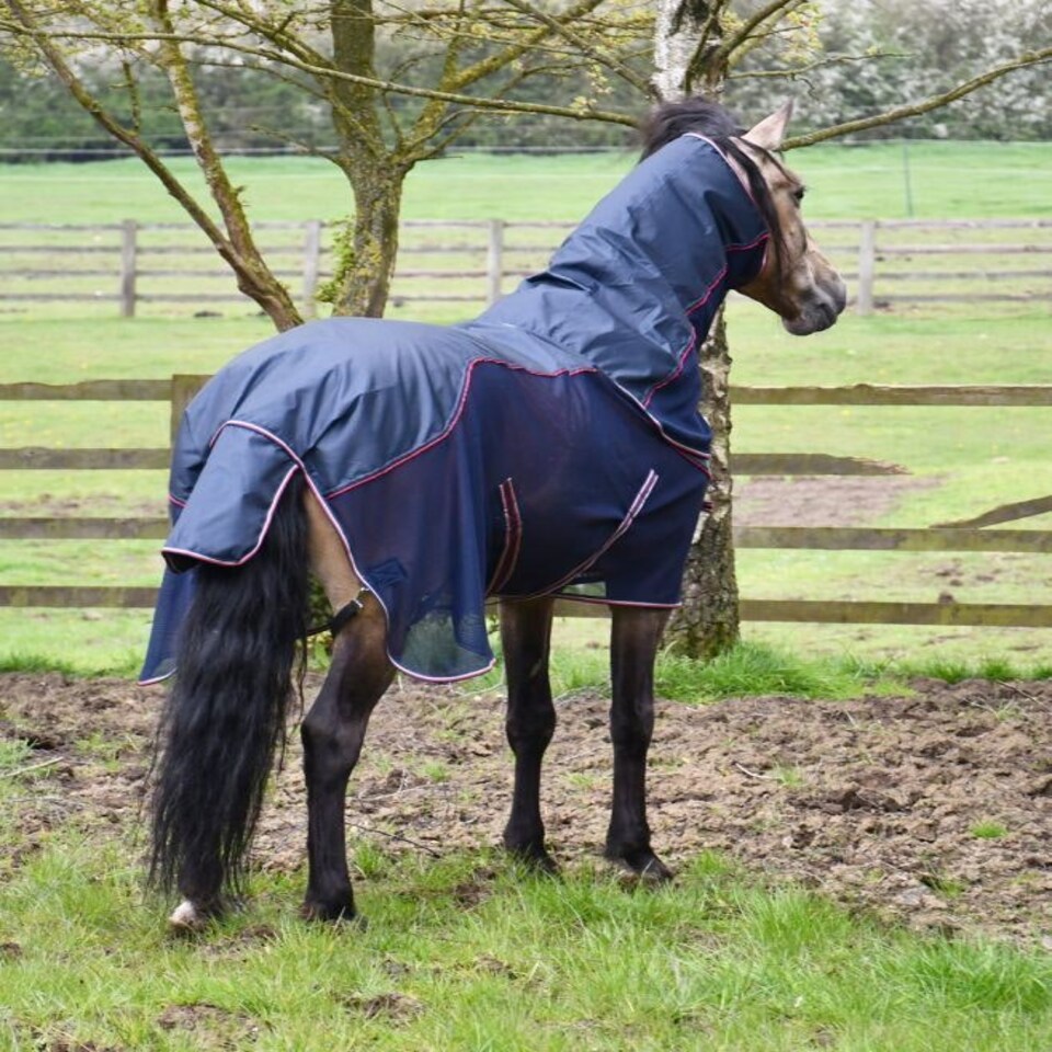 image 1 of Rhinegold Mombasa Fly Rug + Neck Cover Blue | Size: 7ft 3
Colour: Navy Blue