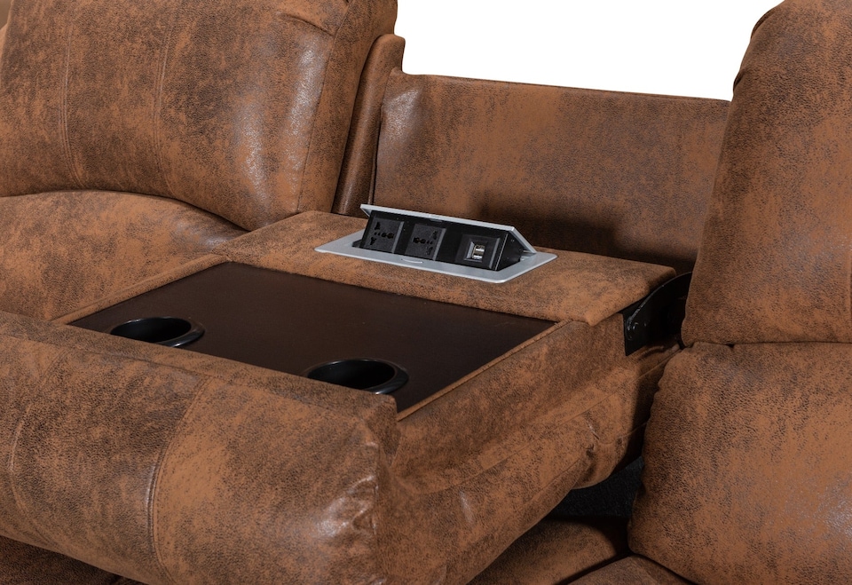 image 1 of Faux Leather Suede Brown 3 Seater Manual Recliner Sofa VALENCIA