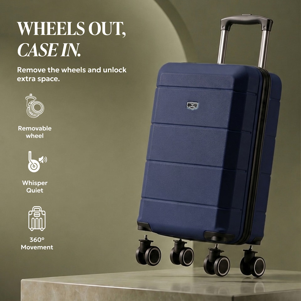 image 1 of Lugg Jetset Lightweight ABS Hard Shell Cabin Suitcase with 4 Spinner Wheels (40x30x20cm)
