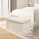 image 1 of OHS Soft Fleece Ribbed Long Rectangle Foldable Footstool Seat Storage Organiser Ottoman Cream