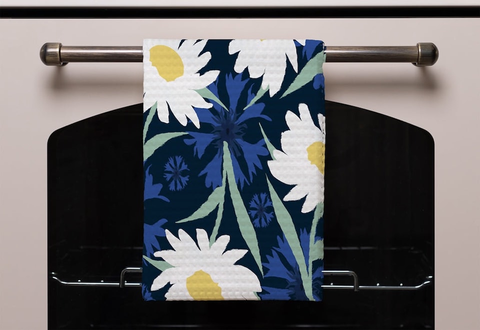 image 1 of Daisies on Navy (Kitchen Towel)