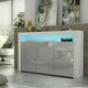 image 3 of Sideboard 155cm Grey Gloss Doors White Matt Body Free LED Shelf White | Grey