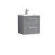 image 1 of Retro 2 Drawer Wall Hung Vanity Unit with Minimalist 1 Tap Hole Ceramic Basin - 500mm - Satin Grey - Balterley Grey
