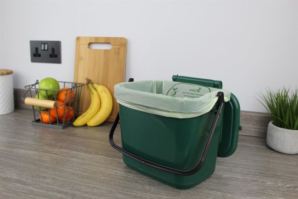 image 1 of The Caddy Company 5 Litre Tie Handle Compostable Food Waste Bin Bags - 5 Rolls