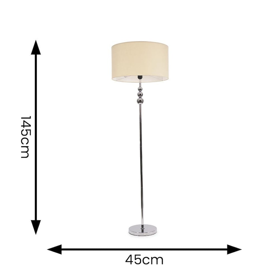image 1 of ValueLights Marissa Natural Fabric Shade with Chrome Stacked Ball Floor Lamp | Cream