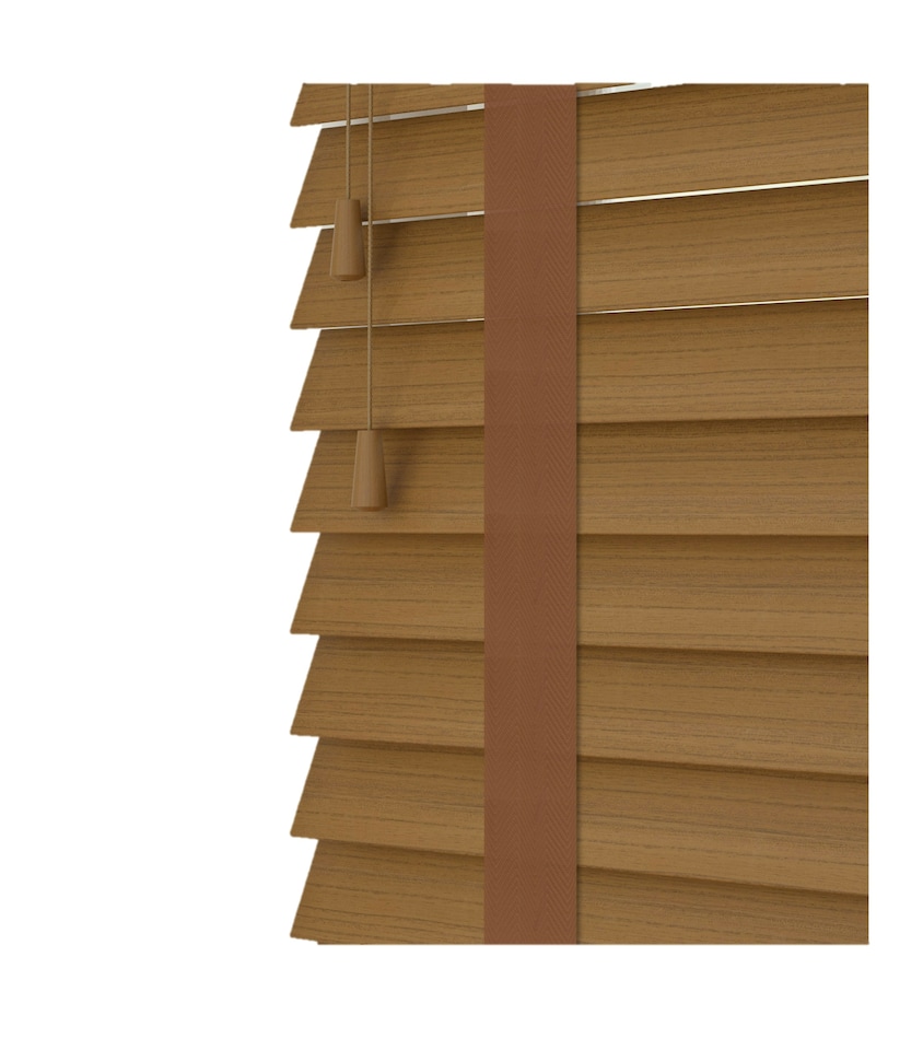 image 1 of 230cm Truffle Faux Wood Venetian Blinds with Tapes (120cm Drop) | Brown | Brown