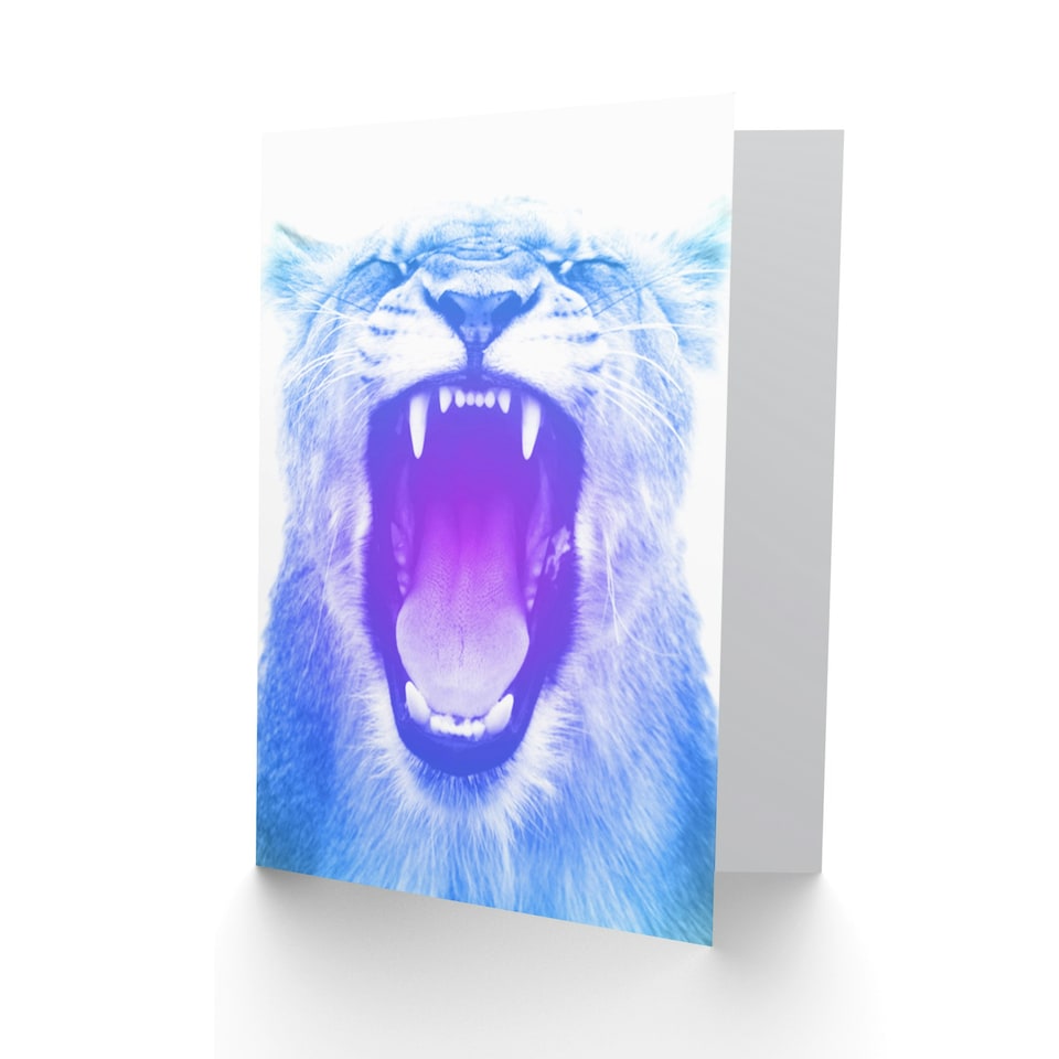 image 1 of Colourful Roar Lion Art Blank Just to Say Card