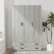 image 4 of 3 Door 4 Drawer Wardrobe With Hanging Rail And Storage Shelf | Grey | Grey Carcass & Ash Grey Door | 1