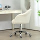 image 6 of HOMCOM Fluffy Vanity Chair for Desk, with Height Adjustable, Wheels, Cream