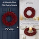 image 5 of Neo Luxury Extra Large Red Rose Wreath 50cm Home Artificial Christmas Festive Front Door Decoration | Red | Red