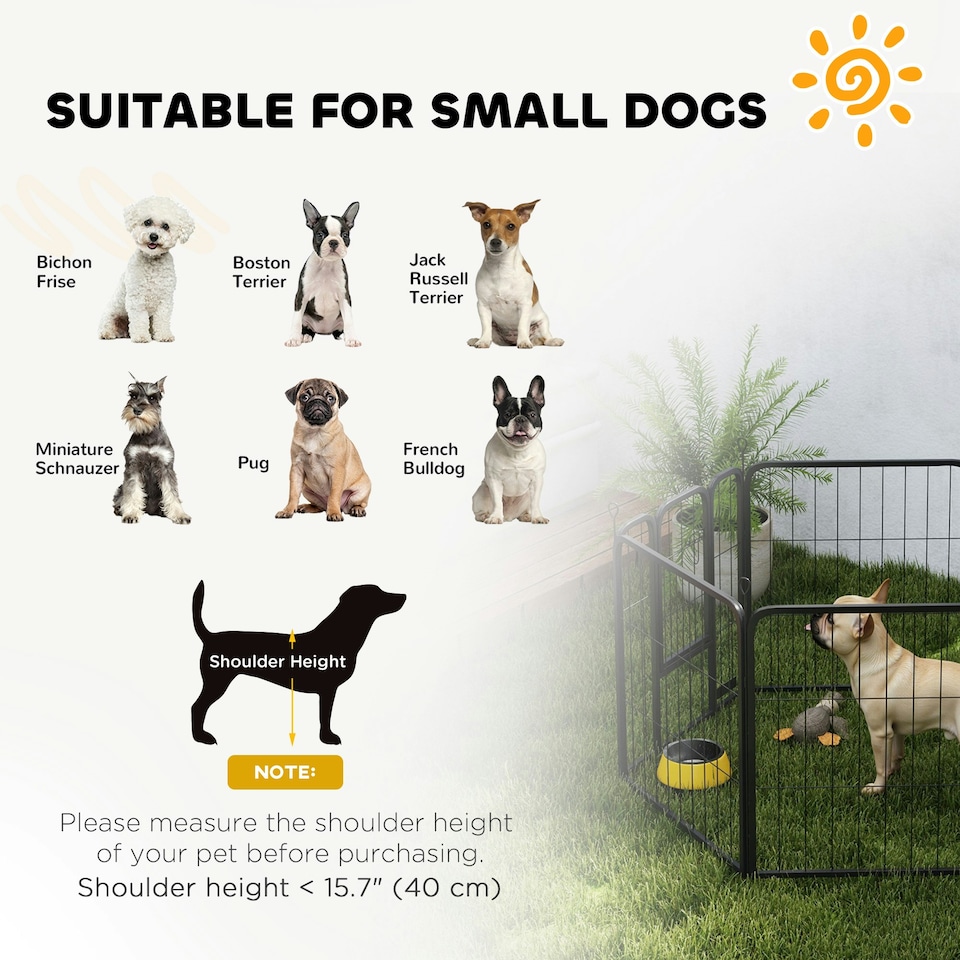 image 1 of PawHut Six-Panel Dog Playpen with Door, for Indoor, Outdoor, 60cm Tall