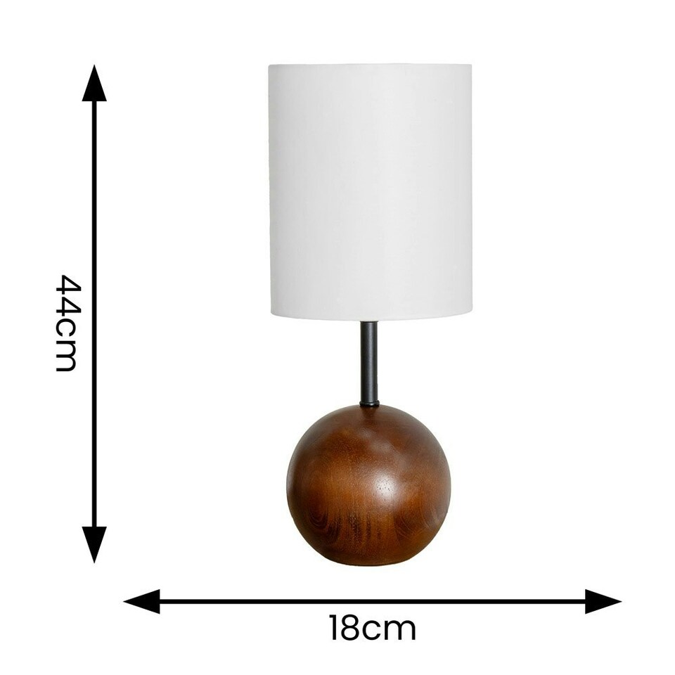 image 1 of ValueLights Brandon White Tall Linen Lamp Shade Dark Walnut Wood Ball Table Lamp Brown