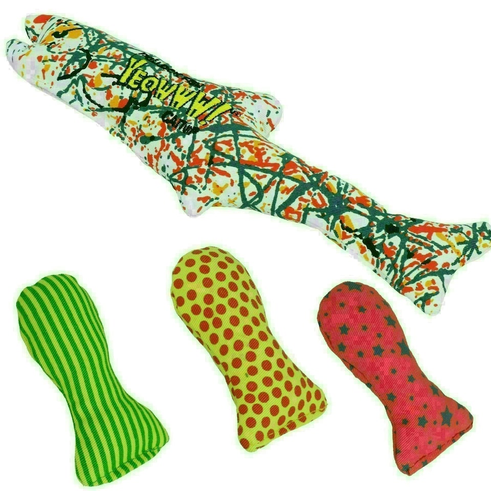 image 1 of Yeow Cat Kitten Pollock & Stinkie Fish Toy Bundle With Catnip Toy Play Cat Gift