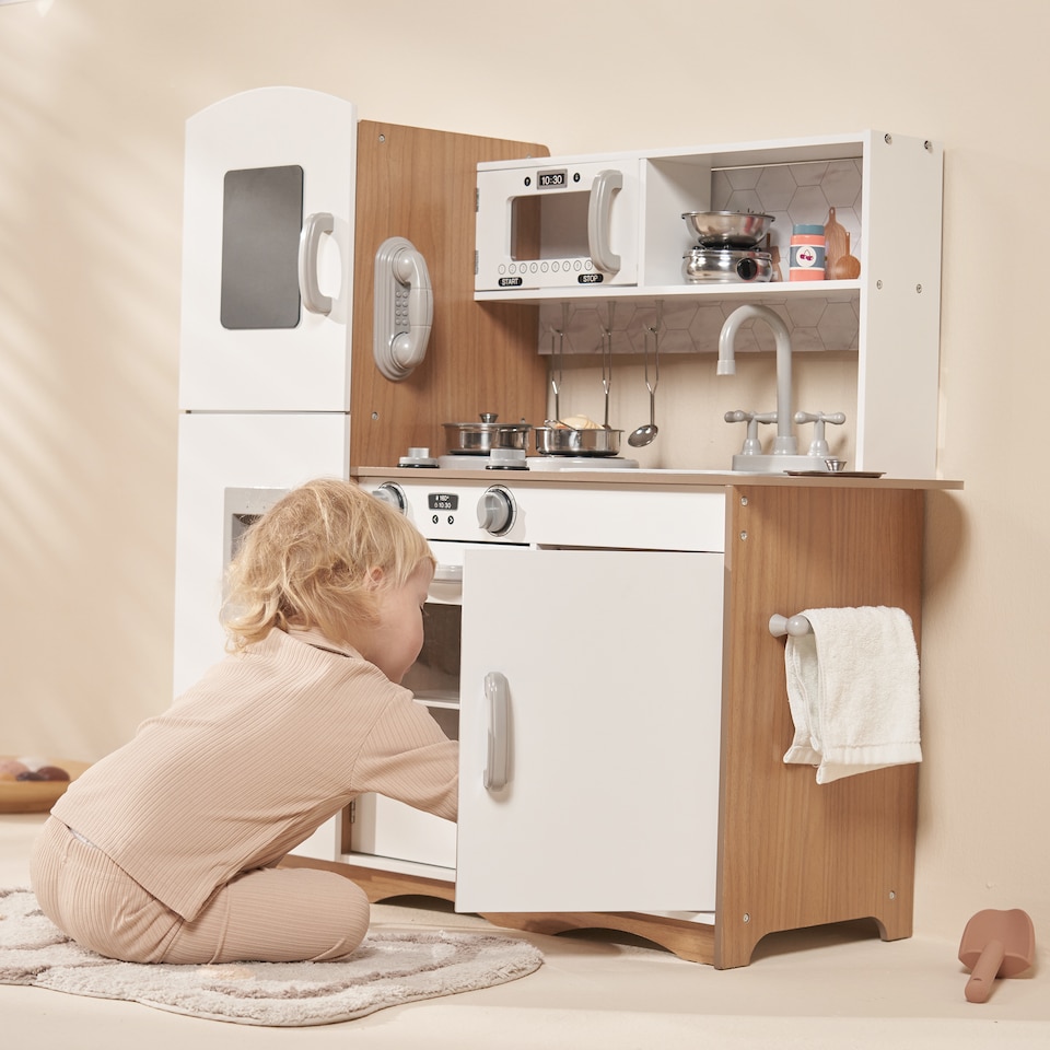 image 1 of Kidoz Signature Wooden Play Kitchen for kids - Role Play Kitchen - White