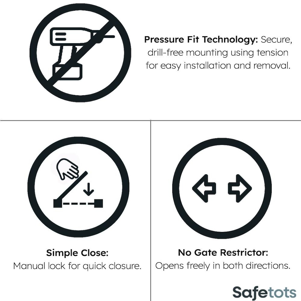 image 1 of Safetots Extra Wide Hallway Gate, 97cm - 103cm, Matt Grey,Pressure Fit Baby Gate for Hallways and Wide Spaces | Grey | 1