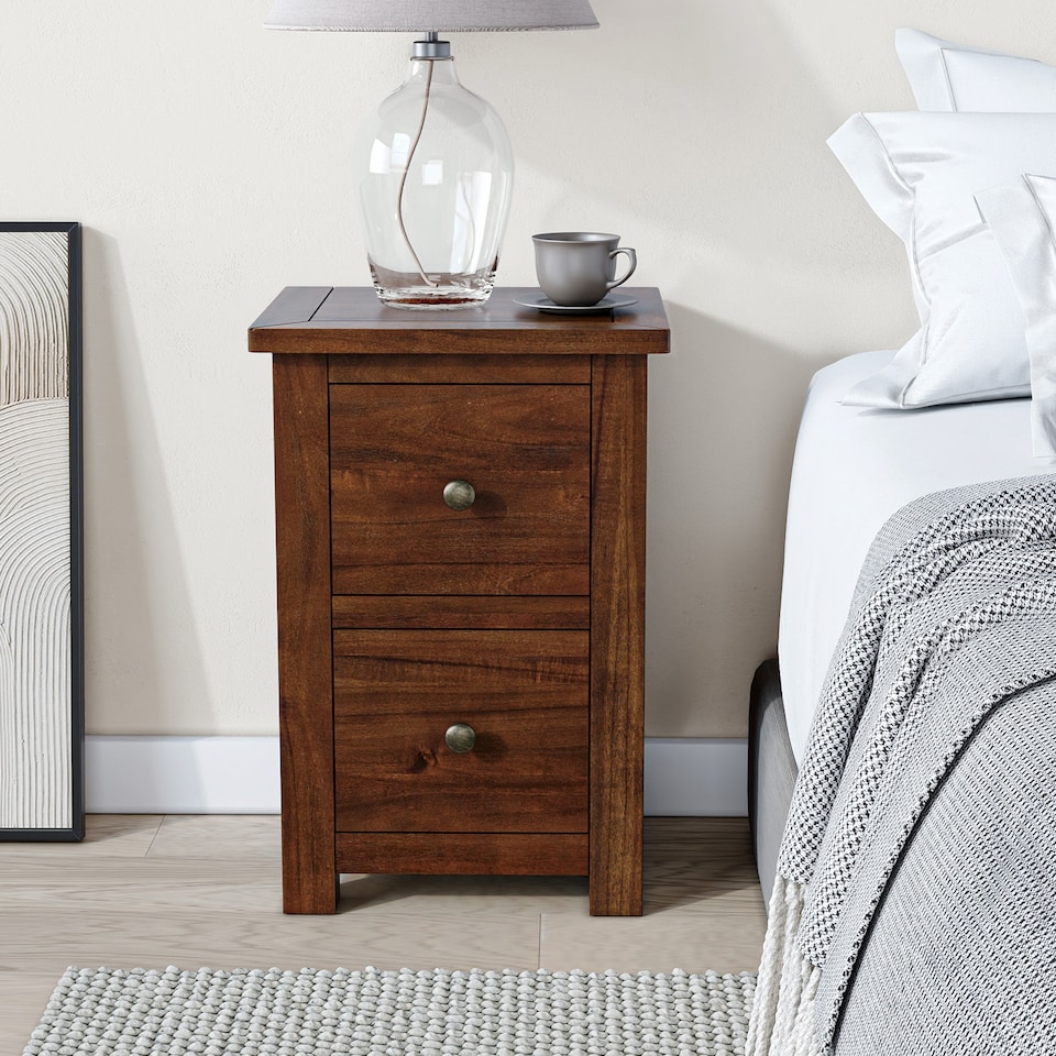 image 1 of Duchy Acacia 2 Drawer Bedside Table Brown Fully Assembled - By Roseland Furniture