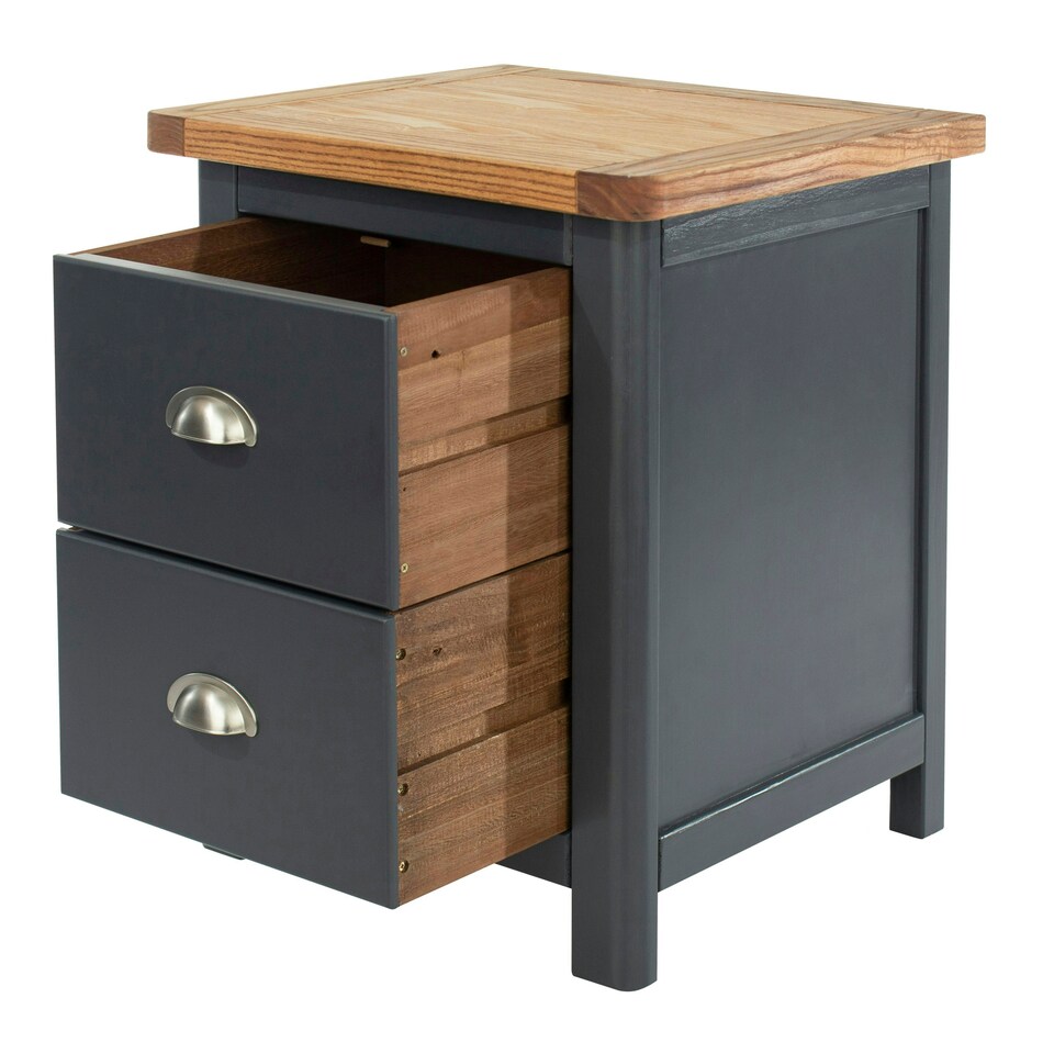 image 1 of Dunkeld 2 Drawer Midnight Blue Bedside Cabinet Blue | Antique Oak effect wax