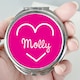 image 3 of Personalised Pink Name Compact Mirror Silver