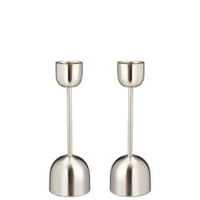 Metal Taper Candlestick Bell Candle Holder Stand Wedding Centrepiece Display | Silver | 2x Silver 25cm