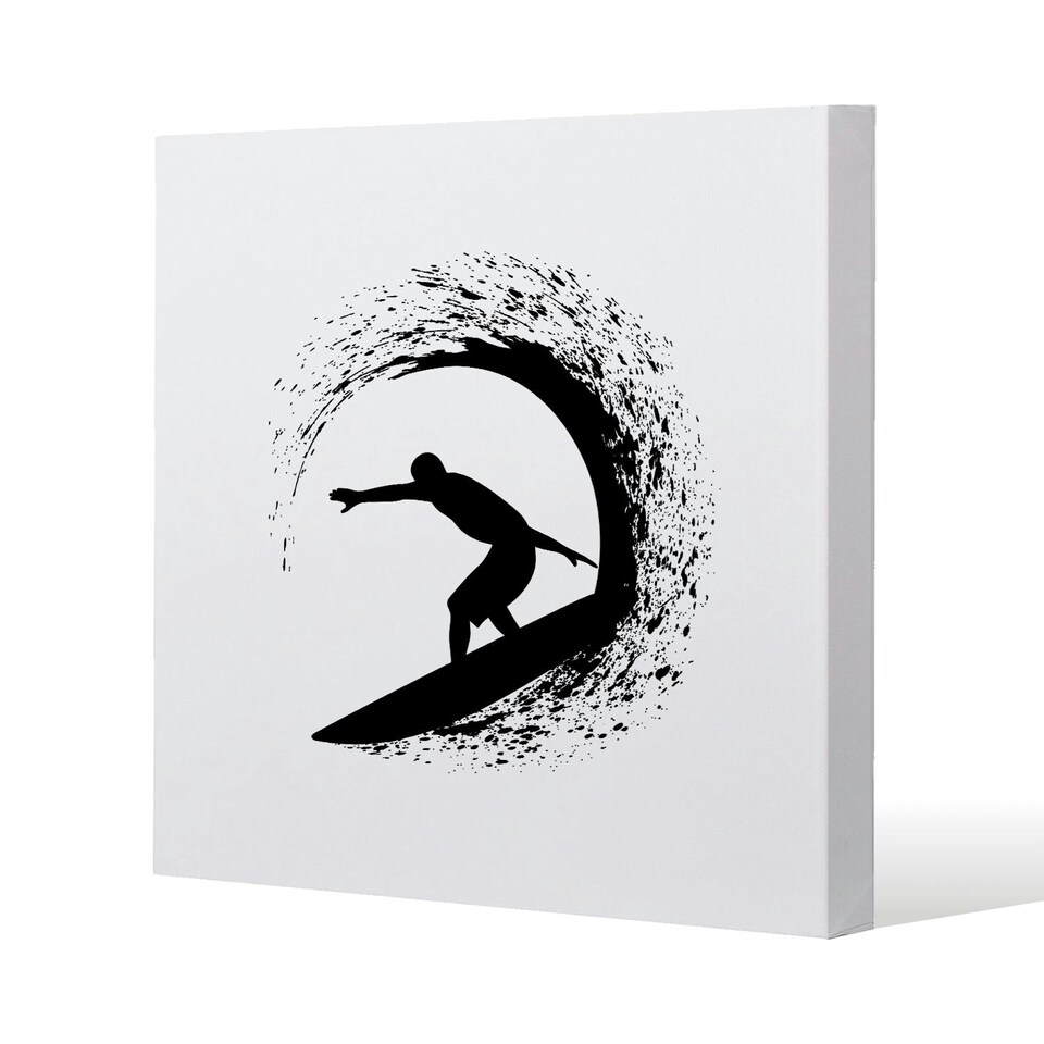 image 1 of Surfer Silhouette (Canvas Print) 46 x 46 x 4cm