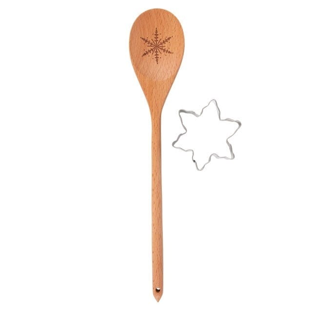 Something Different Snowflake Wooden Spoon Set - Brown - One Size