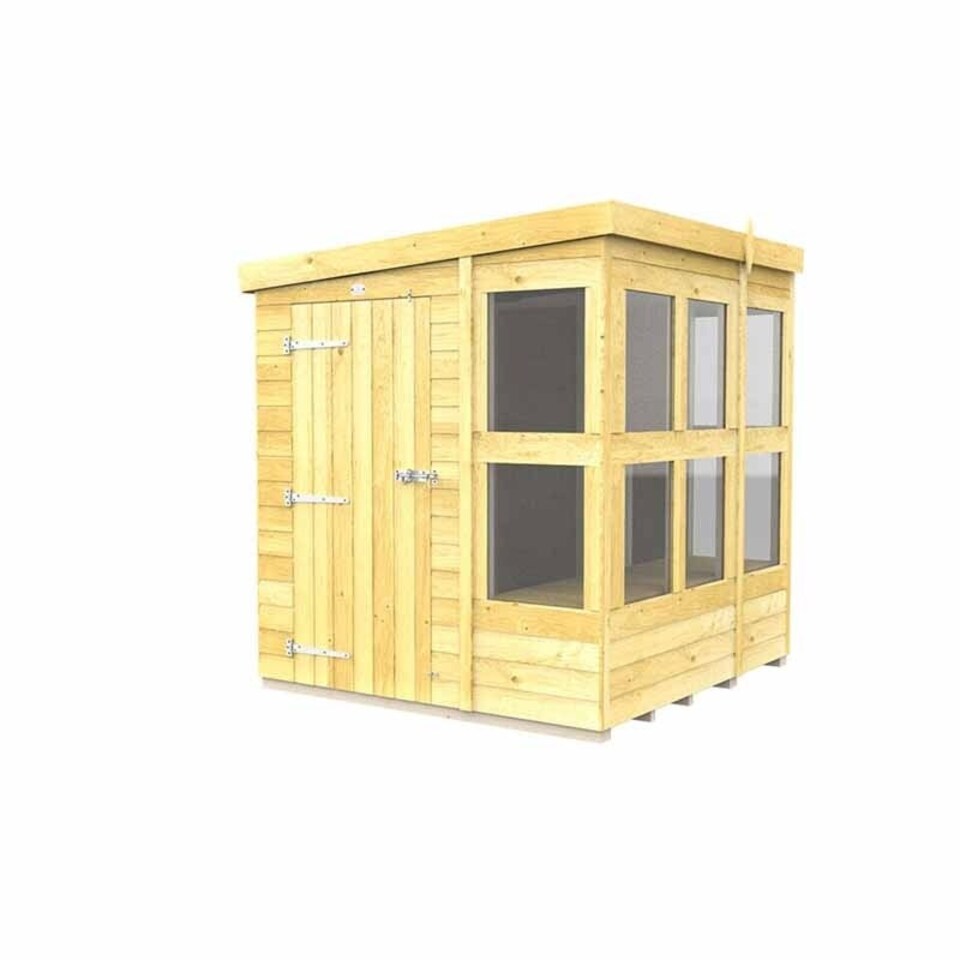 image 1 of 6ft x 6ft Pent Potting Shed - Wood - L178 x W185 x H201 cm | Brown