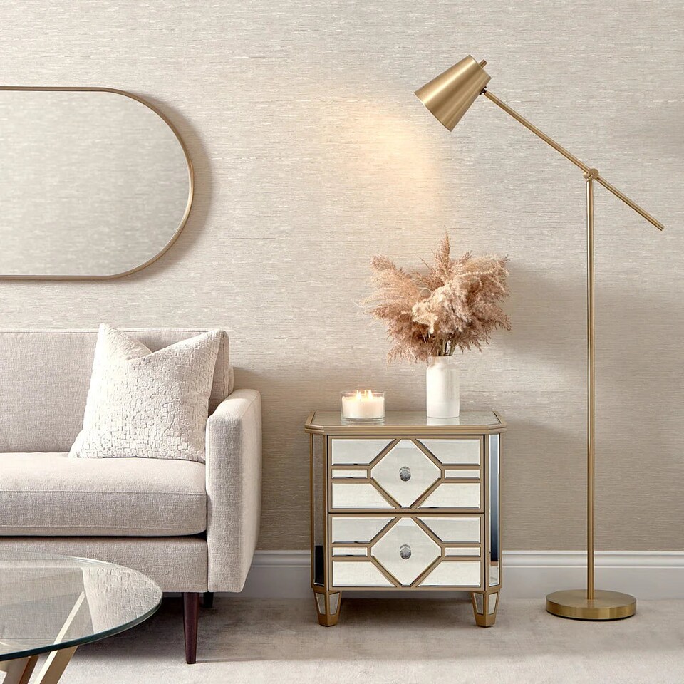 image 1 of Sahara Metallic Wallpaper in Griege with Metallic Silver | Cream | Griege with Metallic Silver | 53cm x 10m