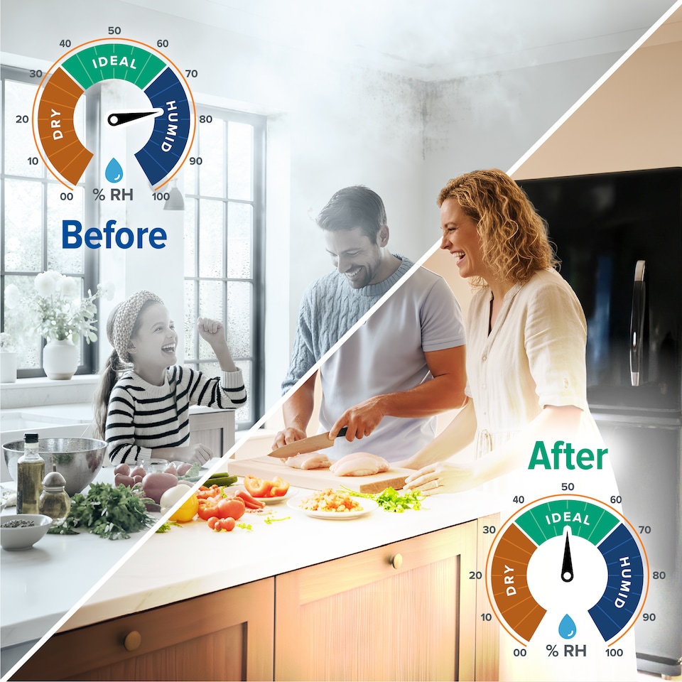image 1 of Dryzone Bathroom & Kitchen Ventilation & Mould Cleaning Kit, dMEV Extractor Fan with Humidity Sensor (100-125mm, White)