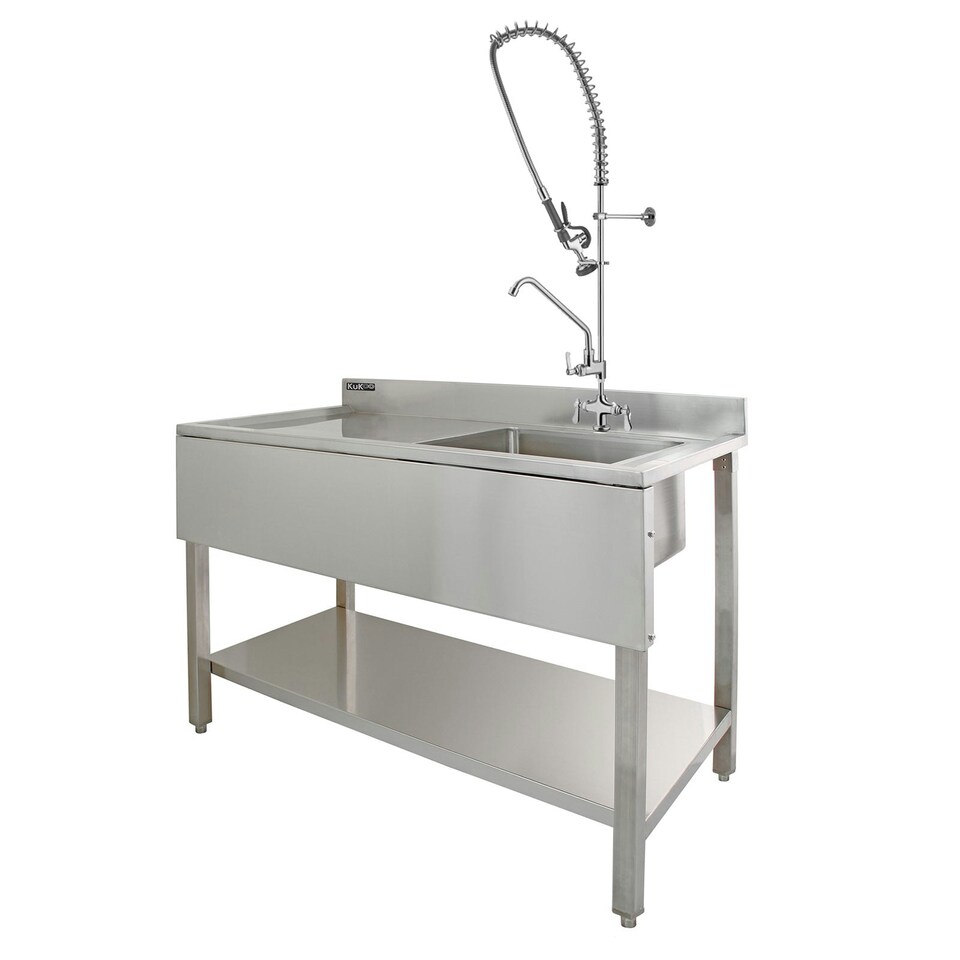 image 1 of KuKoo Commercial Sink & Pre-Rinse Tap - Left Hand Drainer Silver