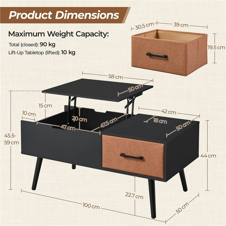 image 1 of Yaheetech Lift Top Coffee Table with Drawer