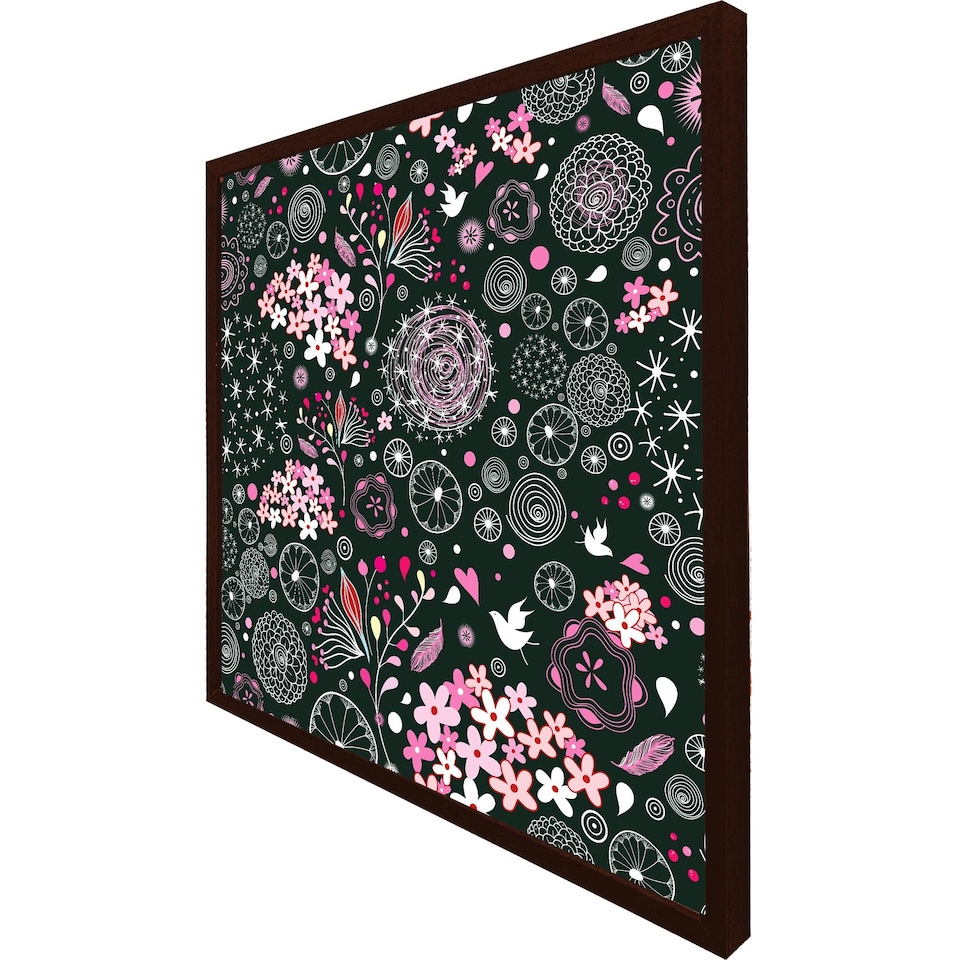 image 1 of Different flowers, shapes & birds (Picture Frame) Brown | M