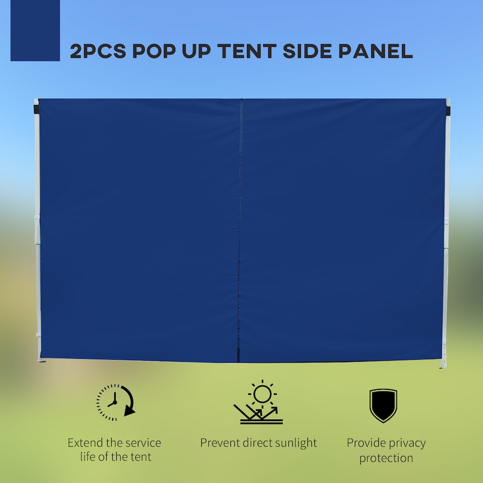image 1 of Outsunny 3 Meters Gazebo Replaceable Exchangeable Side Panel Wall Panels Walls With Window, Blue