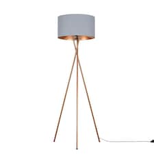 ValueLights Modern Copper Tripod Floor Lamp With Grey And Copper Shade