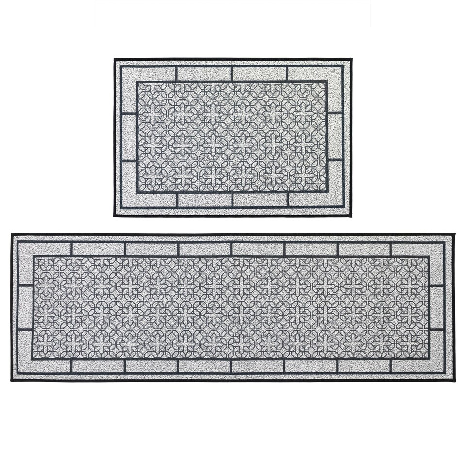 image 1 of JVL Avanti Machine Washable Entrance Doormat and Runner Set - Grey