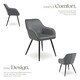 image 3 of Chair Marilyn - velvet look, quilted, continuous backrest, slim steel legs - per piece Grey | Grey/Black