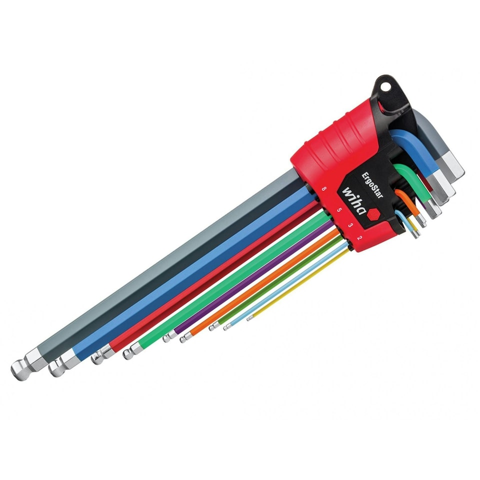 Wiha Ergostar Colour Hex Ball End L-key Set, 9 Piece - Multi Colour - One Size