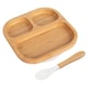 image 1 of Tiny Dining Bamboo Segmented Baby Weaning Plate & Fork Set - White