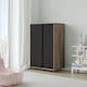 image 2 of URBNLIVING 2 Sliding Door Wardrobe 120cm Freestanding Unit | Multi | Oak Carcass + Black Doors | 1