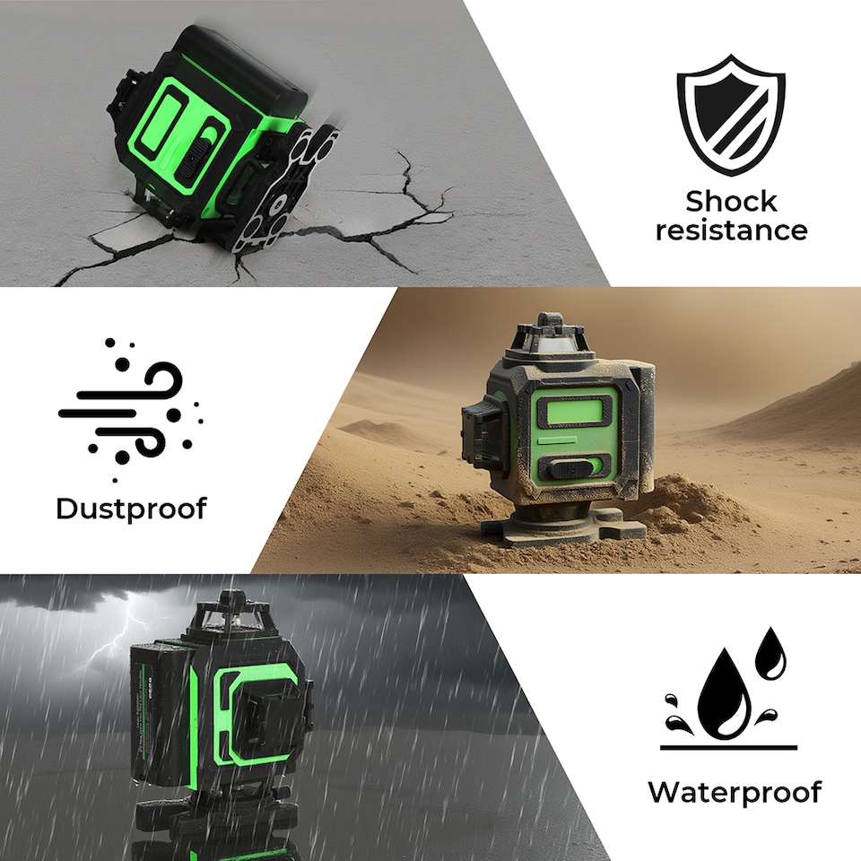 image 1 of Traderight 4D 16 Line Green Laser Level 360 Degree Self Leveling with Remote Tripod